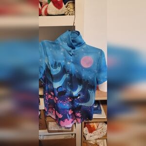 Ghost Kitty Button Up Top